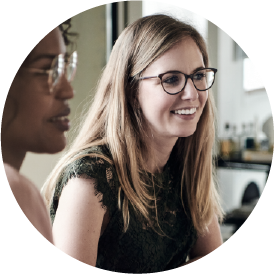 Woman smiling with glasses on